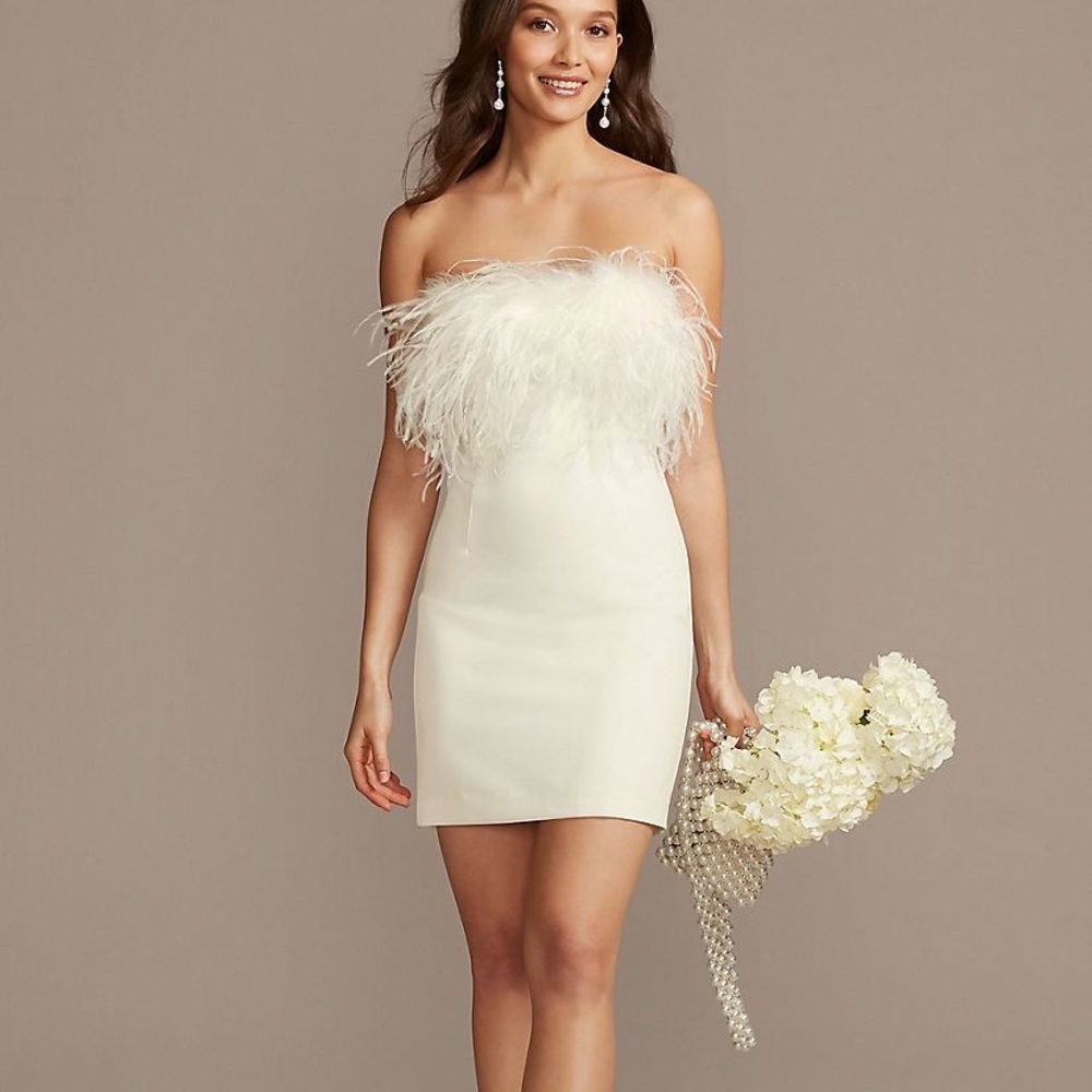White feather mini dress